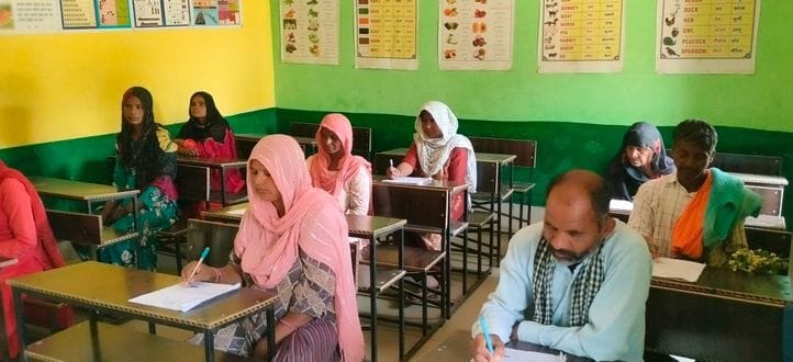 327 illiterates appeared for the exam at 54 centres in the block