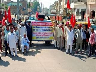 Transport workers staged a nationwide protest in Hanumangarh