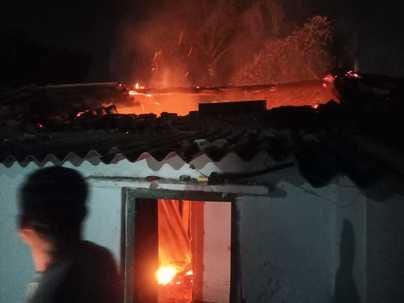 In Amalai police station area, due to enmity, a youth set fire to a house