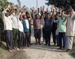 Road broke down in just 15 days, villagers protest