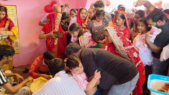 Crowds of people gathered to perform Jaat in Budhho Mata fair