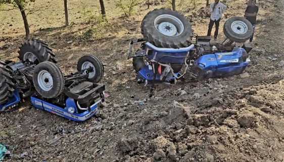 Sagar News Two new tractors fell into ditch one driver died and another got injured in accident