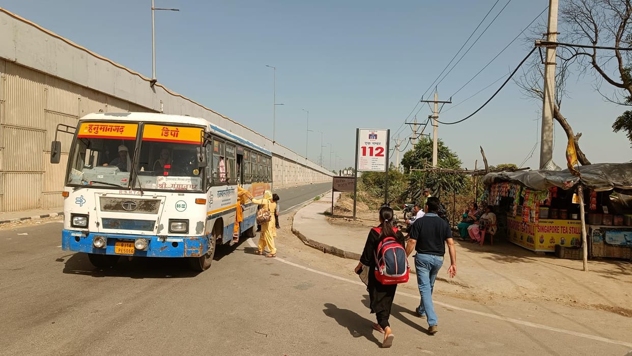 Two years ago a bus stop was built at Hanspur Chowk, but still waiting for a bus queue shelter