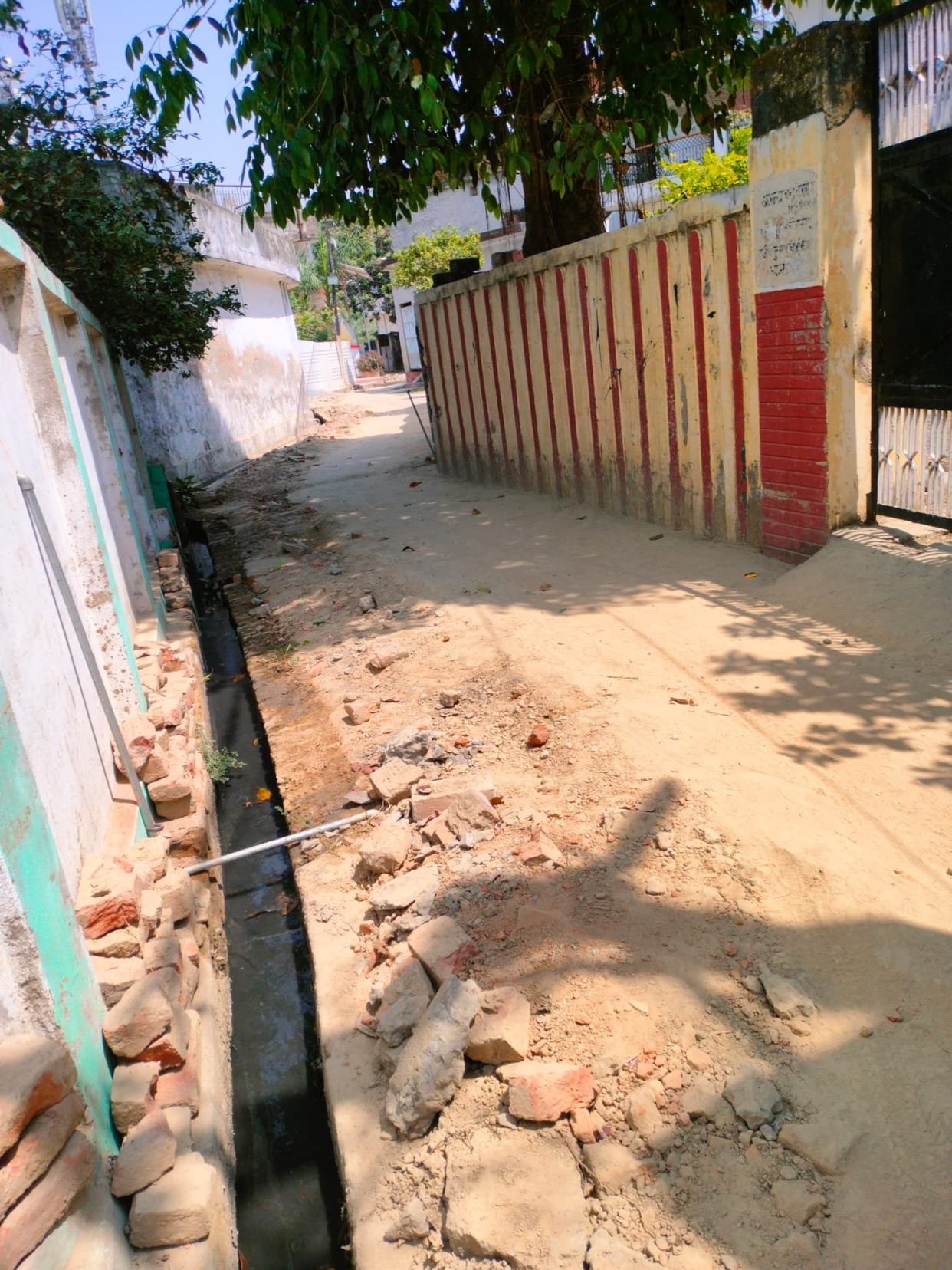 Damaged roads left after laying pipeline
