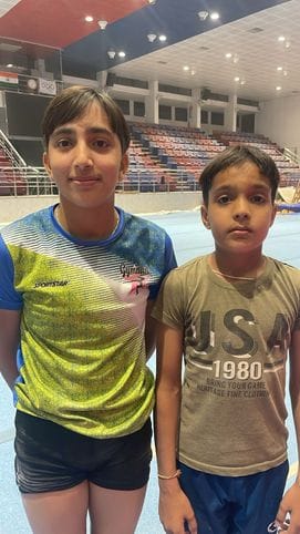 Sister brother pair winning medals