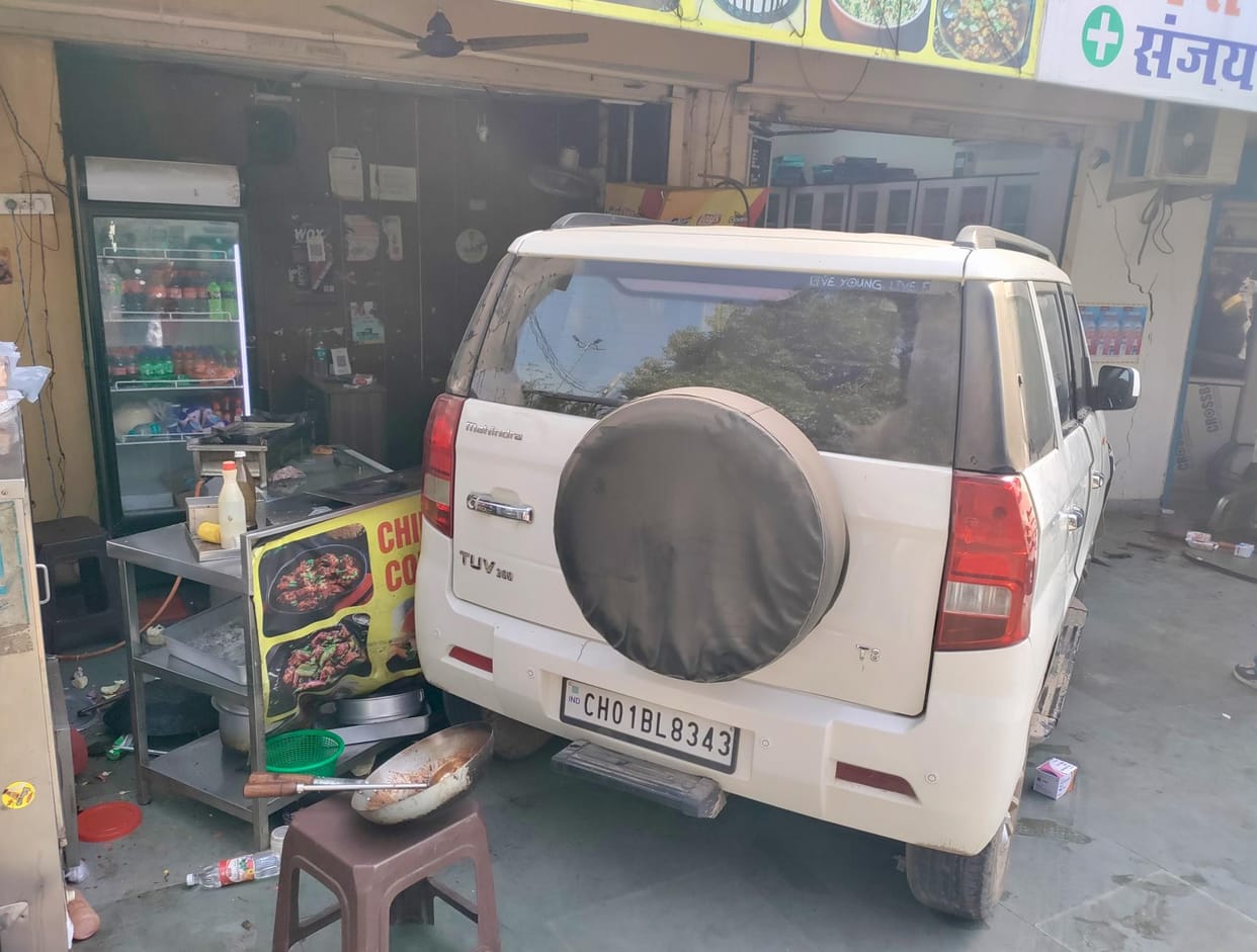 Uncontrolled car rams into shop in Majri Chowk market; Two including a minor killed, three injured