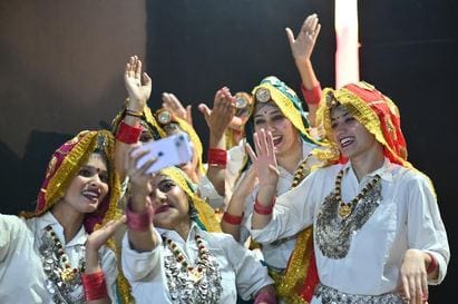 Students performed group dance on evergreen songs