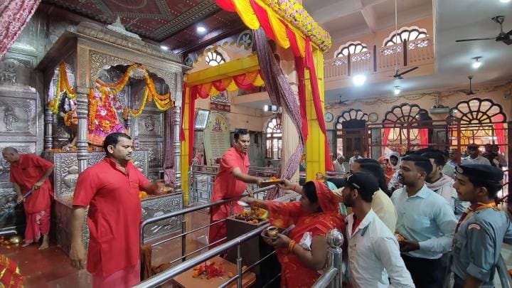 Devotees visiting the Samay Mata Temple.