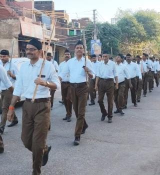 The Sangh welcomed the new year with a procession