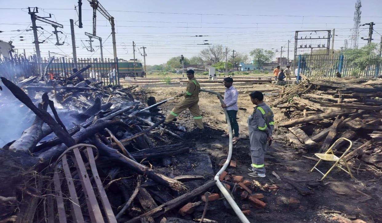 The fire in the railway's PWI godown could be extinguished in 14 hours
