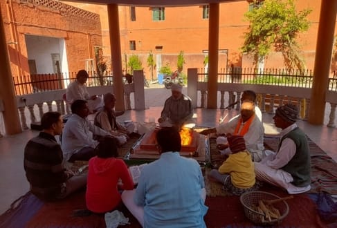 Indian New Year celebrated by offering sacrifice in Yagya