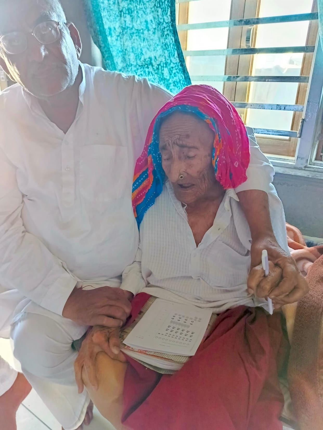The enthusiasm is high....the joy of adding colours of education to life, some reached the exam with their daughter-in-law and some with their grandchildren