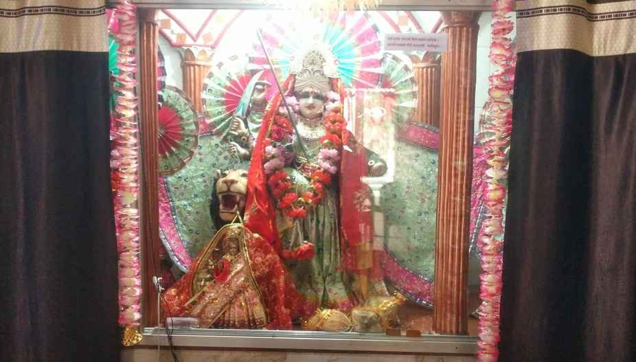 Mother's Chowki set up with Akhand Jyot in Shri Durga Mandir