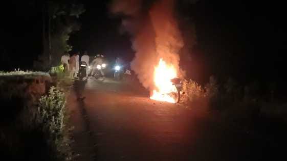 Bike turned into a ball of fire when petrol was poured