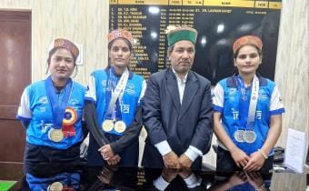 Special Olympics winners Bharti, Radha and Nirmala honored