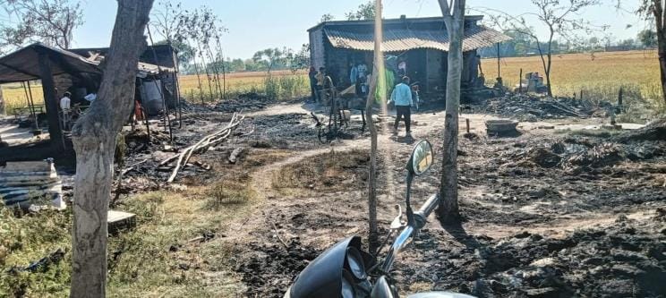 Four houses were burnt in the fire, a goat also died