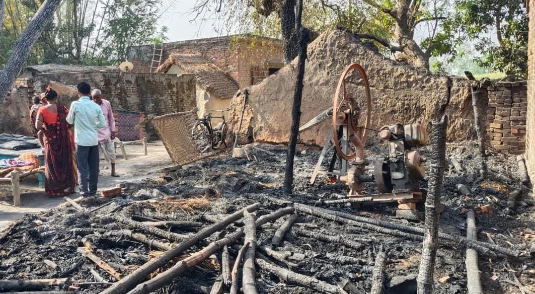 A shop and three houses burnt to ashes in the fire