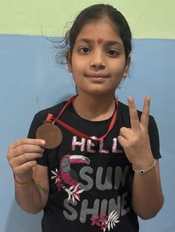 Ten year old Namya Saini brought recognition to Mahendragarh in Karate