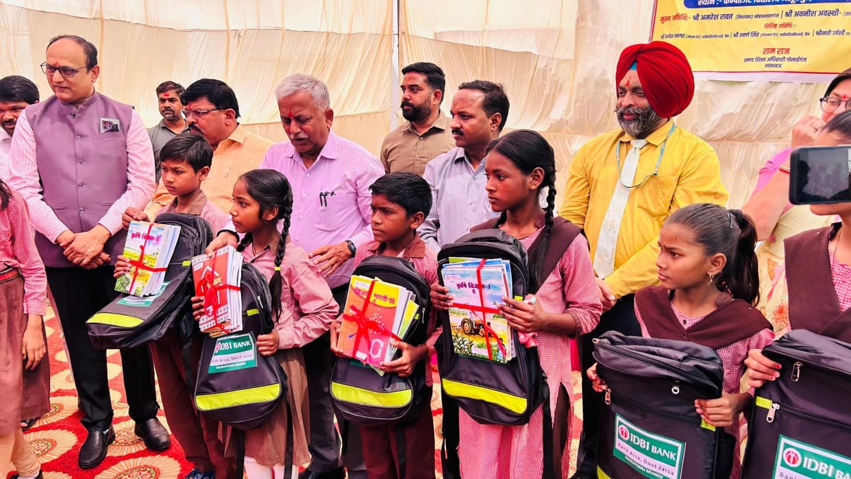 Children's faces lit up as soon as they received school bags and stationery