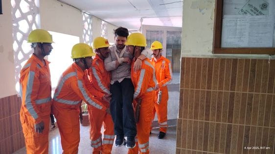 Mock drill: 6 people rescued safely from inside a collapsed building