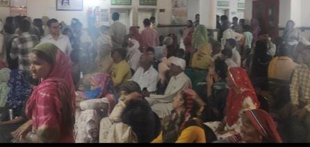 Crowd of patients gathering outside orthopedics OPD and X-ray room