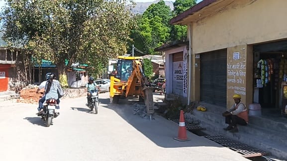 JCB machine was used to dig the concrete road, PWD stopped the work