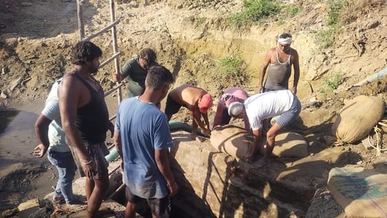 The main manhole has been sunken for a month, now efforts are being made to repair it
