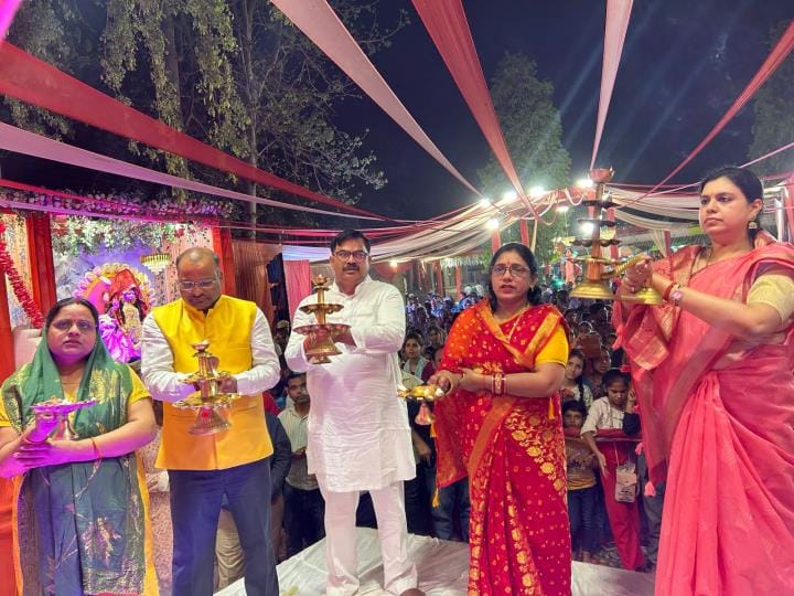 A huge crowd of devotees gathered at Deorhi Mata Temple
