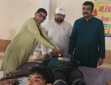 Red Cross organised a blood donation camp at Devsar Dham