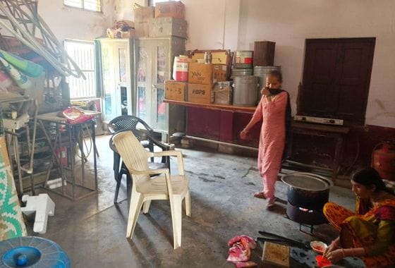 School running in a dilapidated building, kitchen running in the laboratory