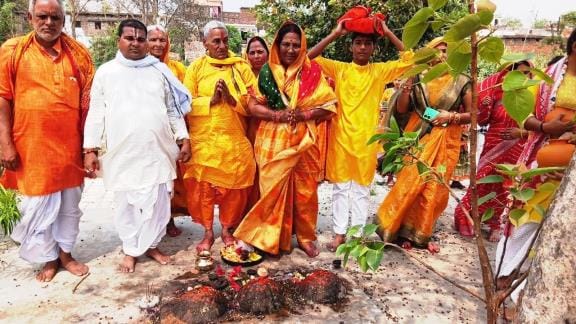 The seven-day Shrimad Bhagwat Katha started with the Kalash Yatra