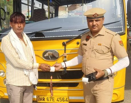 Ten vehicles including three private school buses were challaned