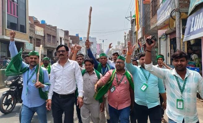 kasganj news protest police bhartiye kissan union