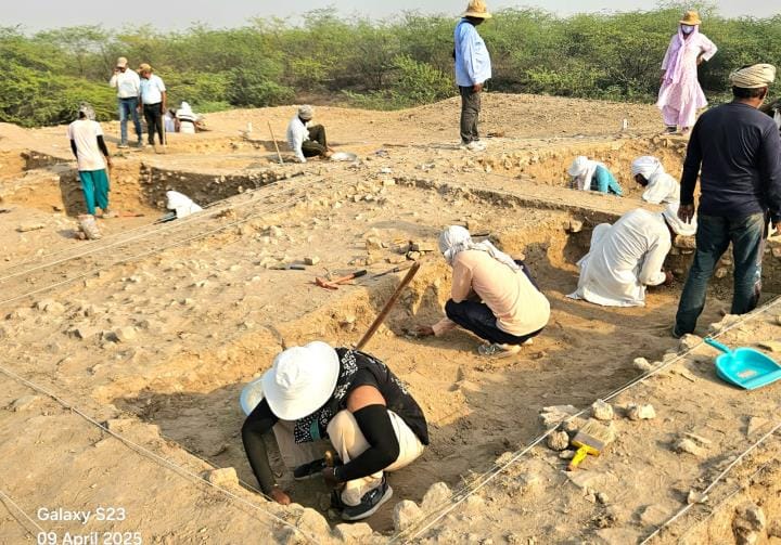 Remains of an ancient building were found during the excavation of Agroha mound