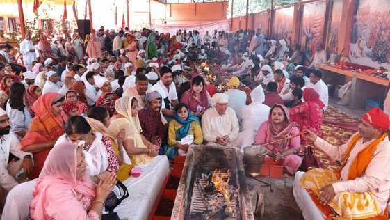 Prasad of Laddu Puri and Potato Vegetable distributed on Hanuman Janmotsav