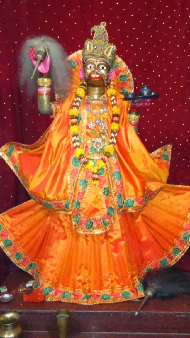 Here Bajrangbali appears in lehenga choli