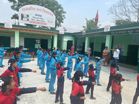 Girls students learned self defense skills in Kanah school