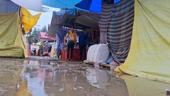 The roofs of eight shops at the fair site were blown away by the storm, causing chaos