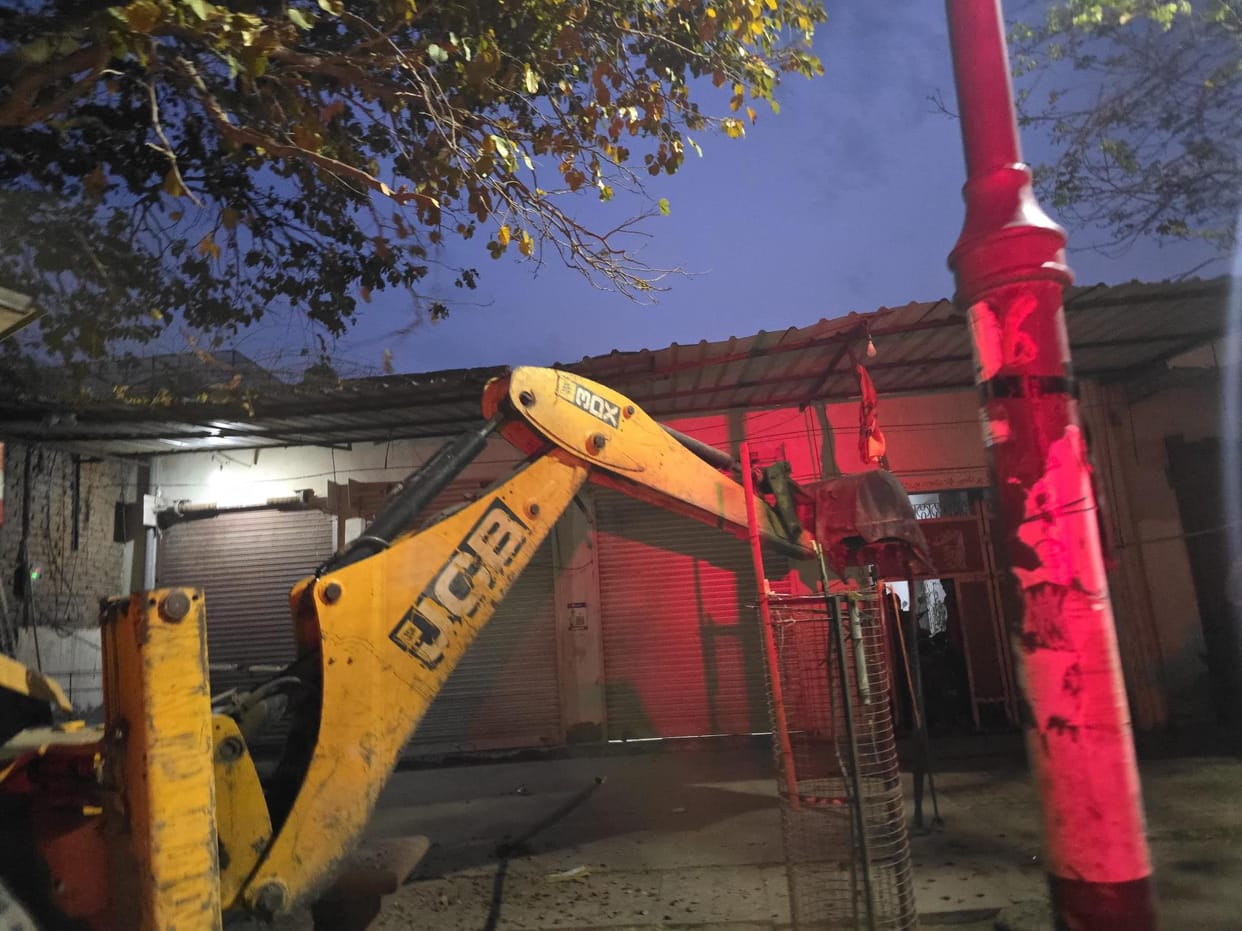 Bulldozer runs on illegal encroachment