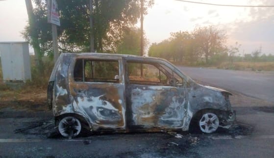 Driver burnt after fire in moving car, referred to PGI