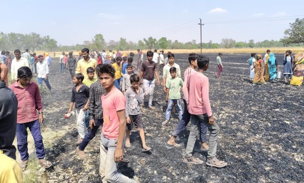 10 bigha crop burnt due to short circuit