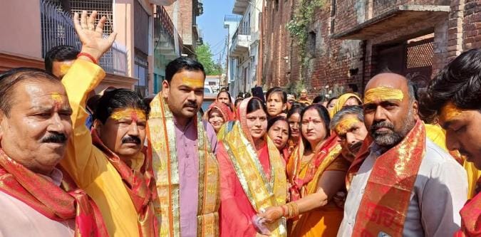Procession taken out before installation of the idol