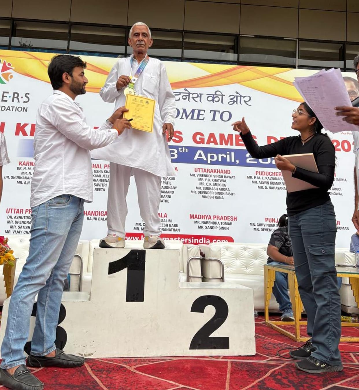 75-year-old Ramfal of Kamod won three medals in Master Games