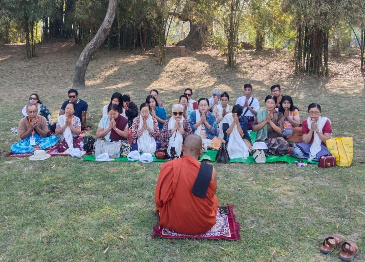Followers from Myanmar who reached Gandhakuti prayed