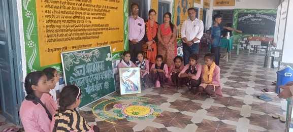 Children showed their talent on the theme of Rangoli in council schools