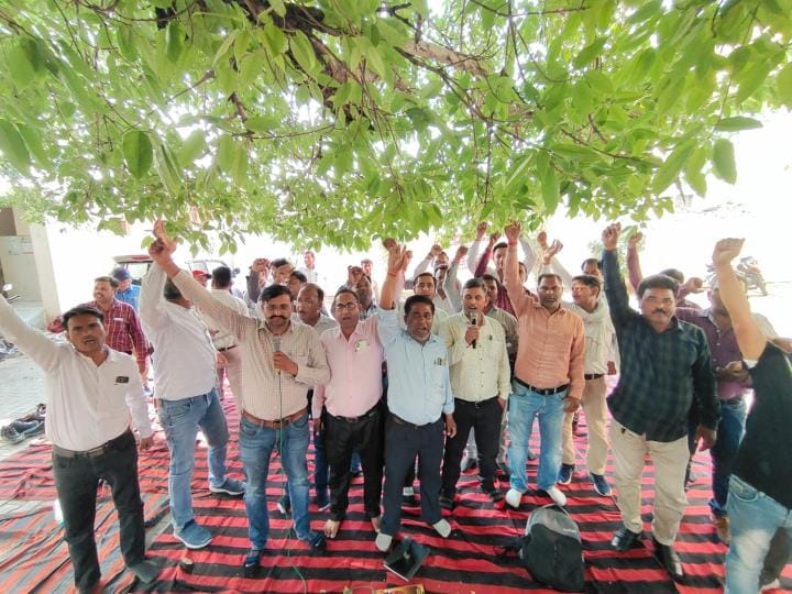 Electricity employees demonstrated against privatization
