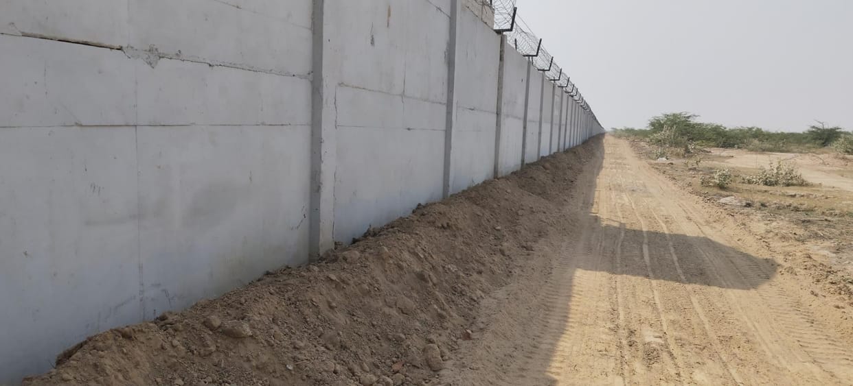 Airport security strengthened... holes under the boundary wall repaired, bushes removed