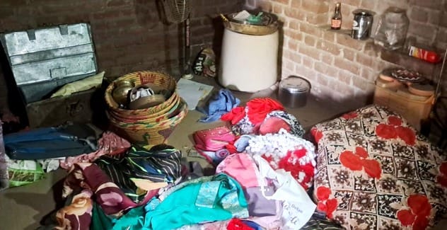 Thieves ransacked the house of a farmer who had gone to collect straw