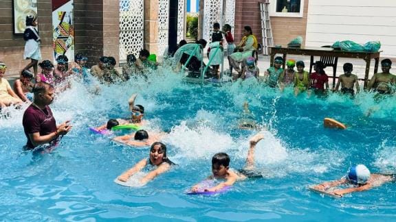 Kids enjoyed the swimming pool party