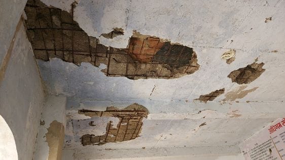 The condition of the building and toilet of the government school in Doomrakhan Kalan village is dilapidated